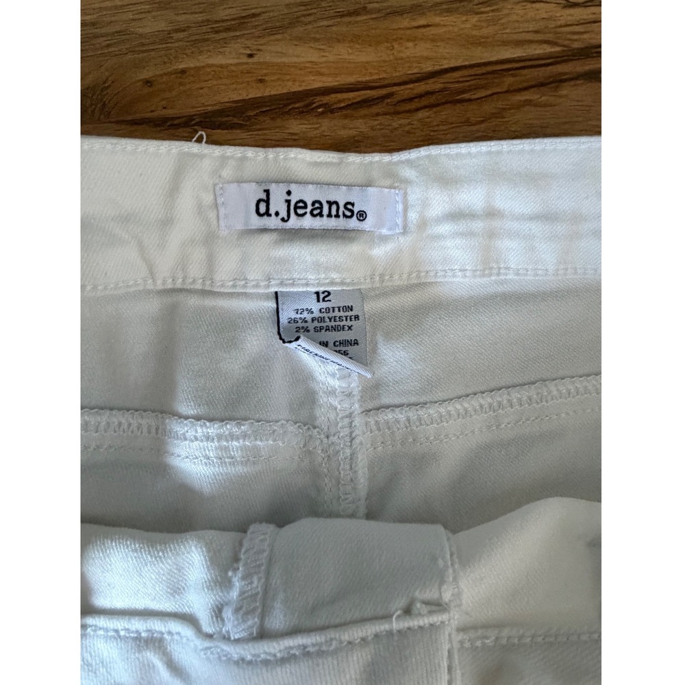 d.jeans Womens White Straight Leg Denim Jeans Size 12 Stretch Five Pocket - Picture 3 of 9